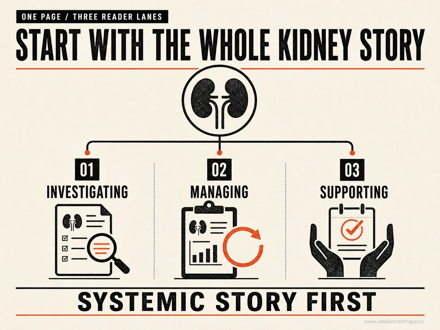 Kidney disease and brain fog guide showing the clues to check, what can overlap, and where to start.