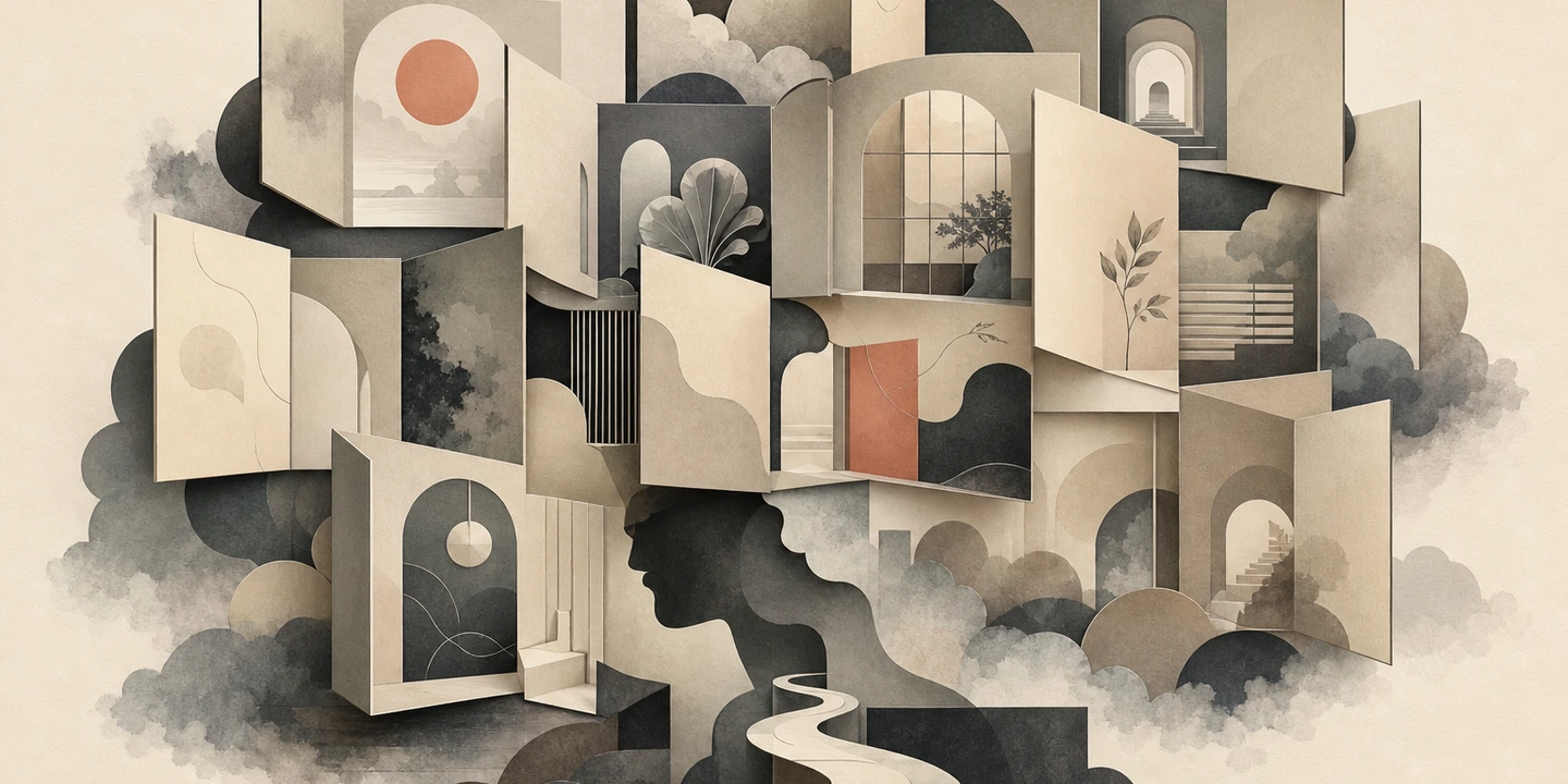 Paper collage illustration for the ADHD brain fog guide