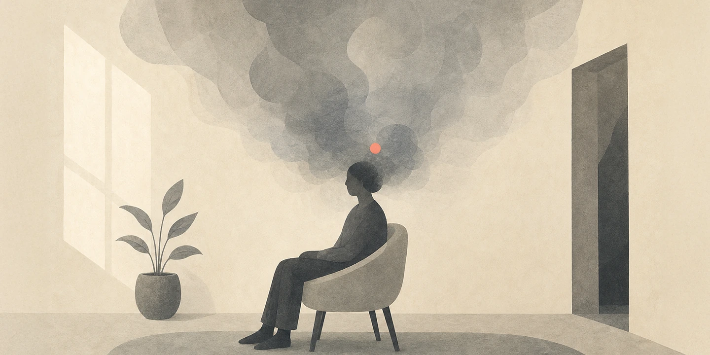 Paper collage illustration for the Anxiety brain fog guide