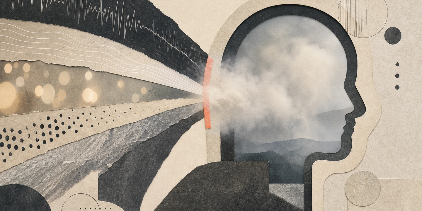 Paper collage illustration for the Autism brain fog guide