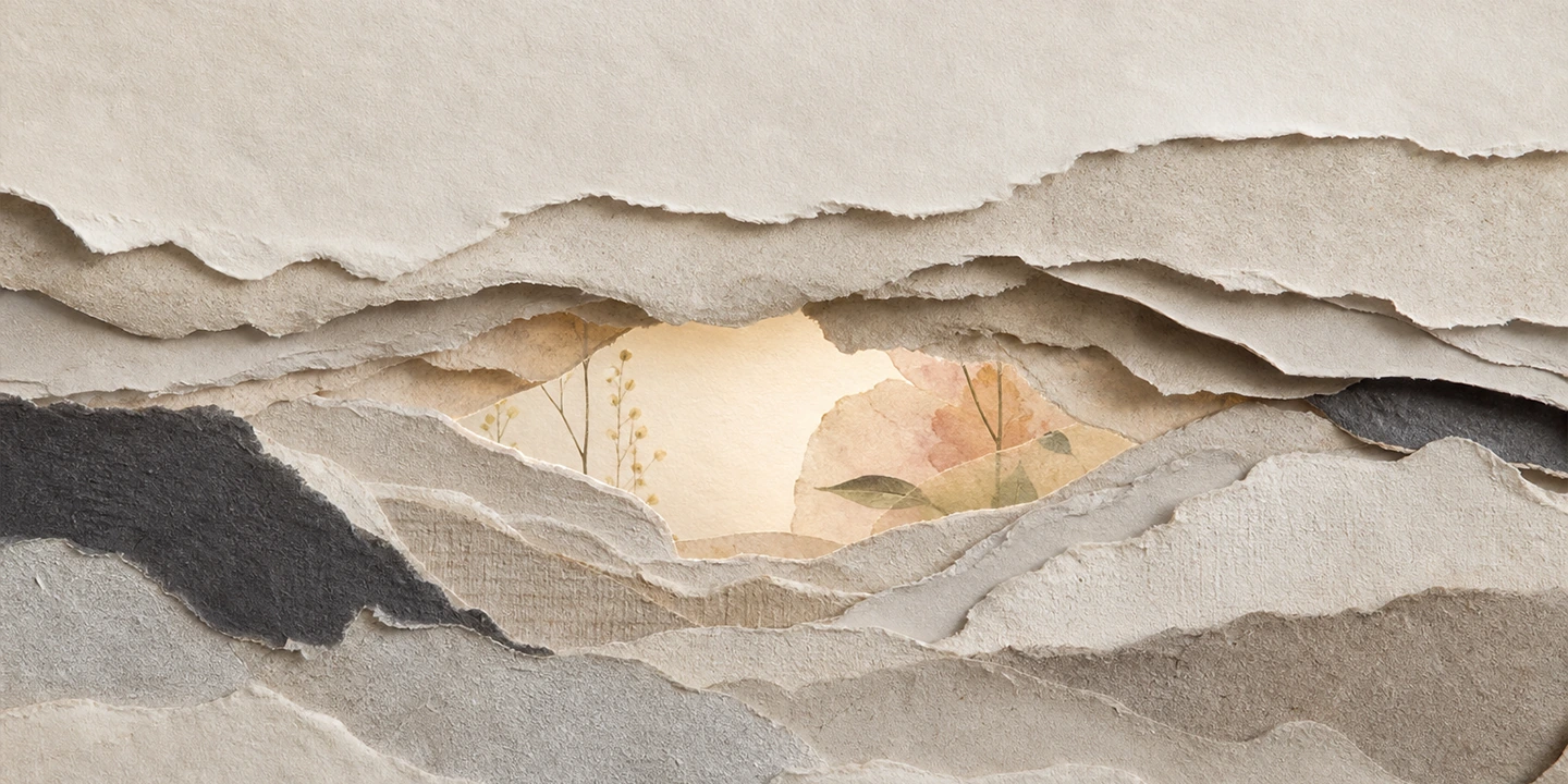 Paper collage illustration for the Depression brain fog guide