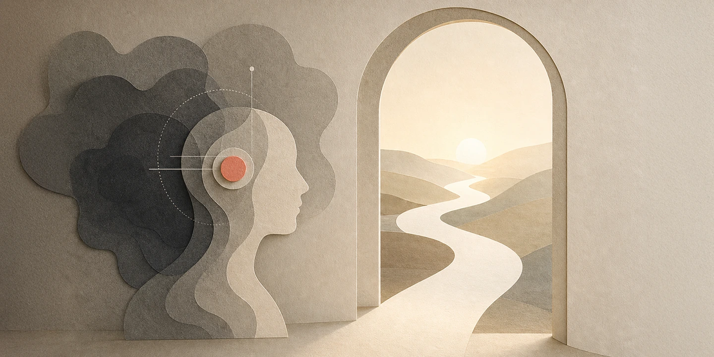 Paper collage illustration for the EBV brain fog guide