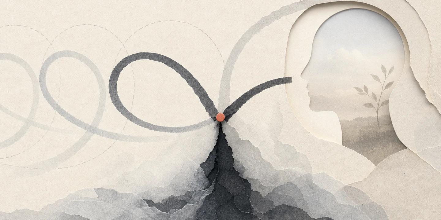 Paper collage illustration for the Endometriosis brain fog guide
