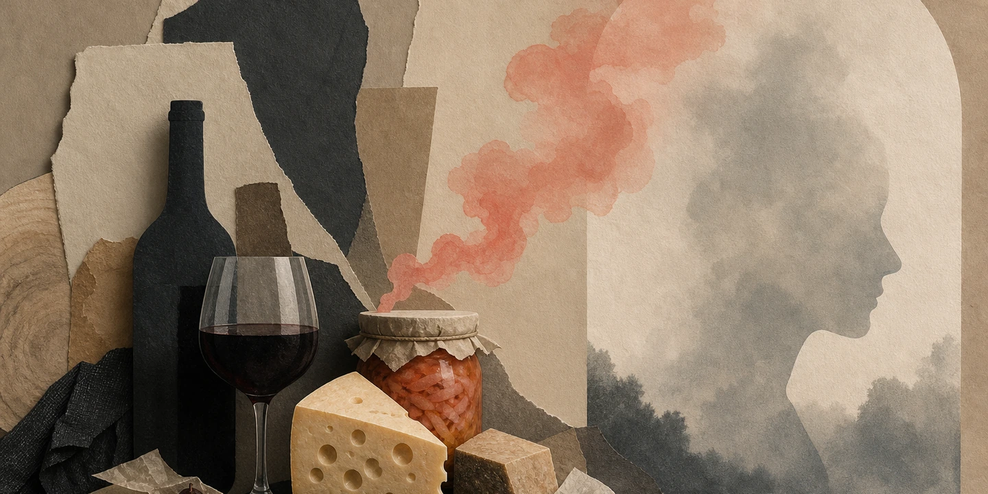 Paper collage illustration for the Histamine brain fog guide