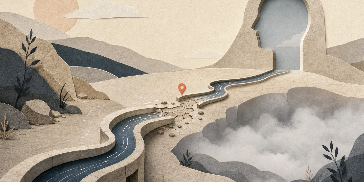Paper collage illustration for the Hypoperfusion brain fog guide
