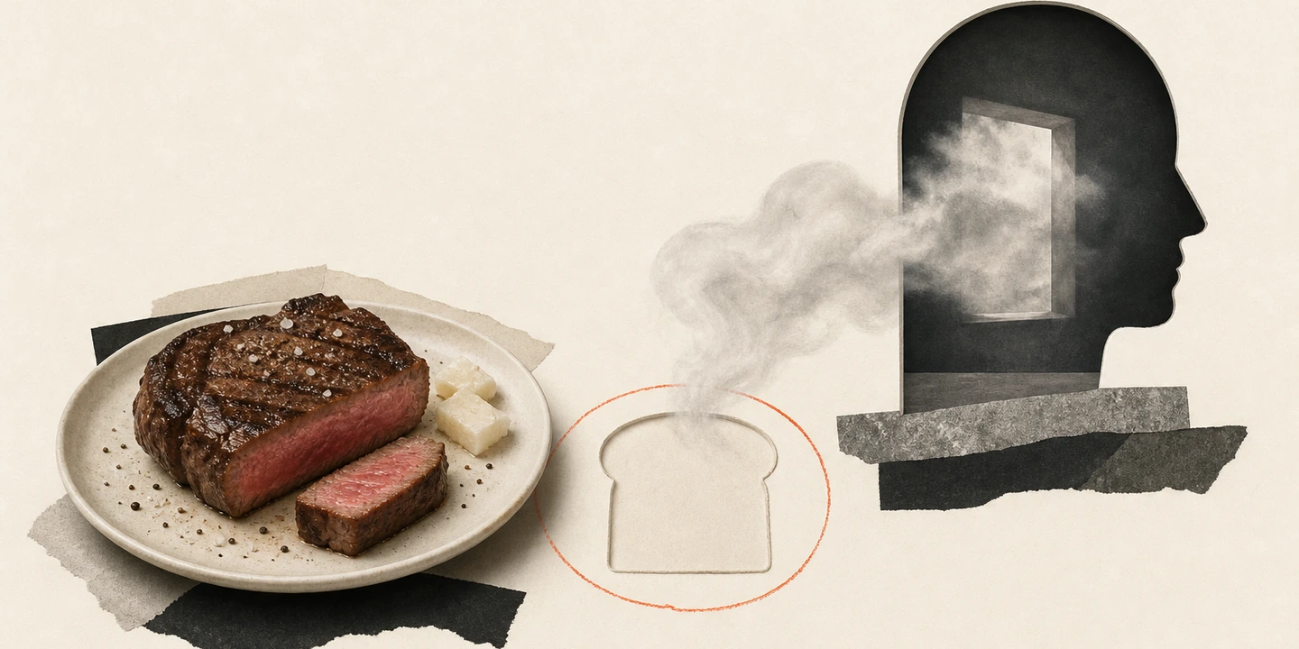 Paper collage illustration for the Keto brain fog guide