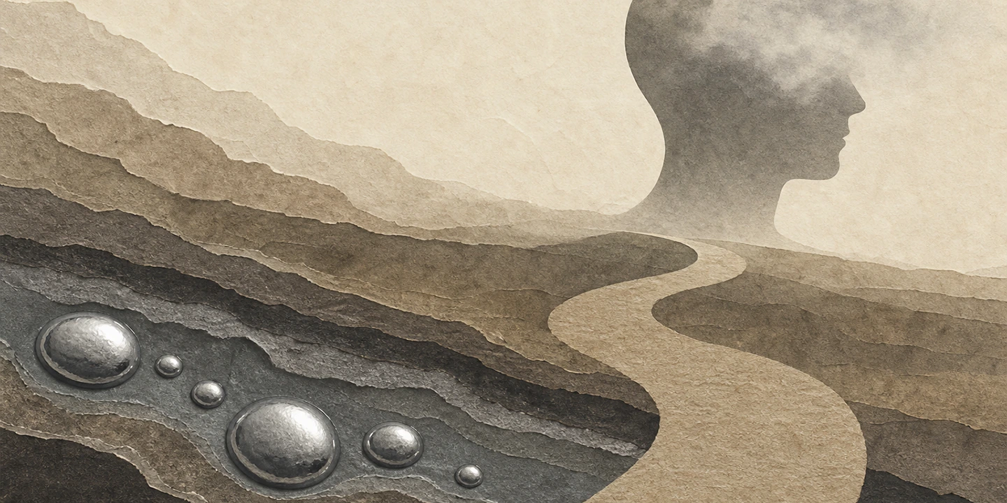 Paper collage illustration for the Mercury / Heavy Metal Toxicity brain fog guide