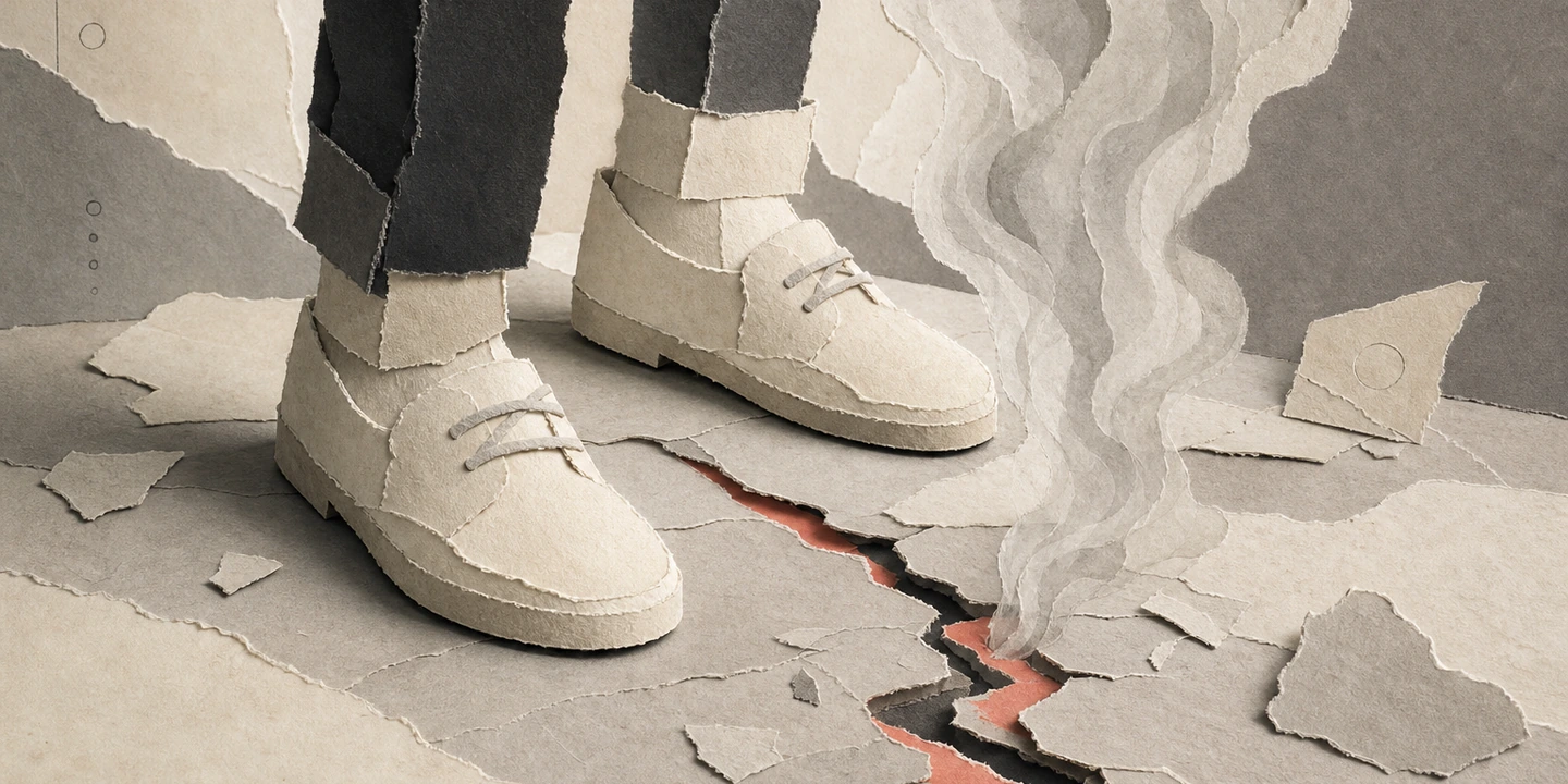 Paper collage illustration for the MS brain fog guide