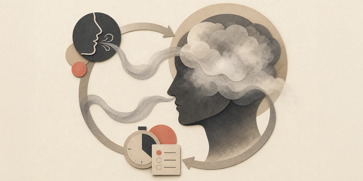 Paper collage illustration for the Nicotine brain fog guide