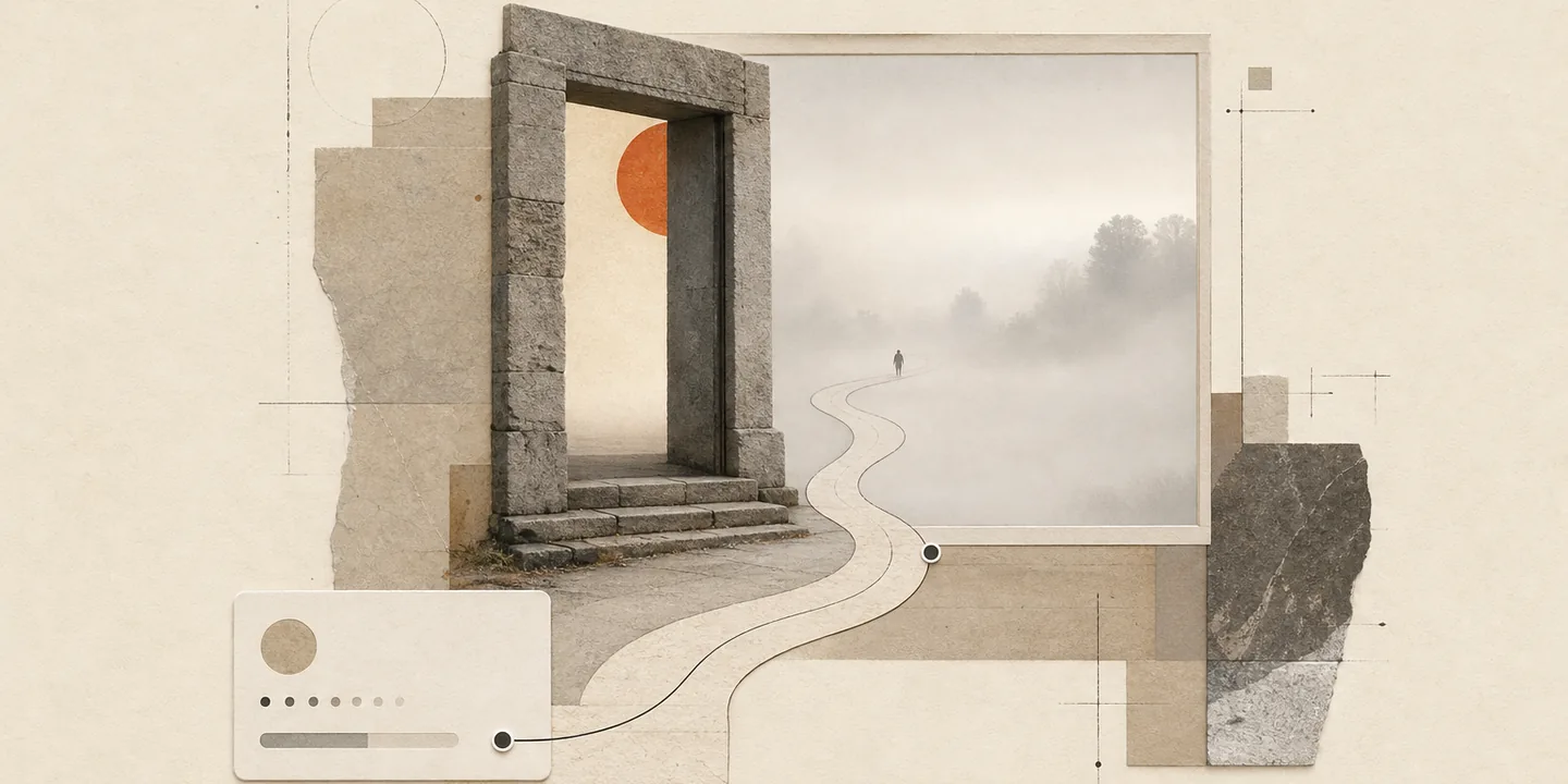 Symbolic morning brain fog scene.