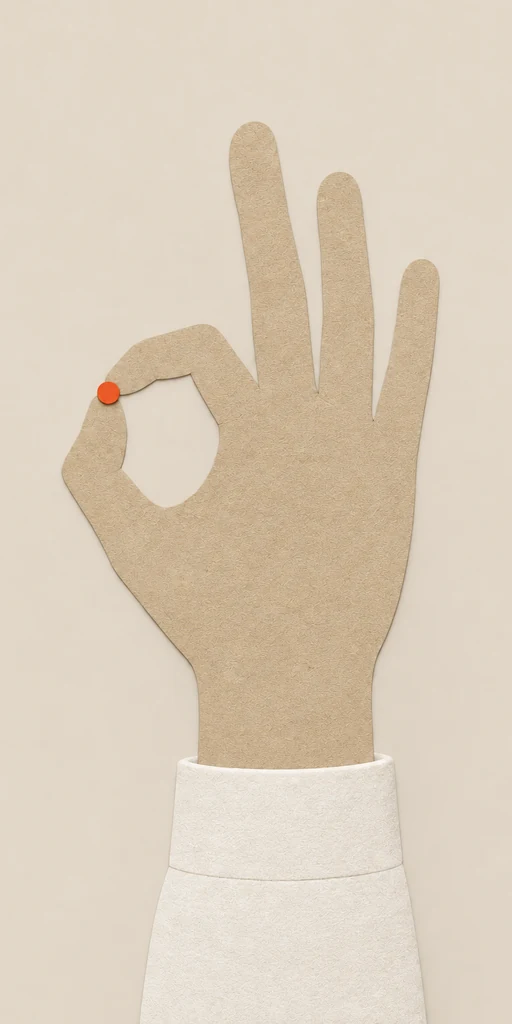 An open hand held upright.