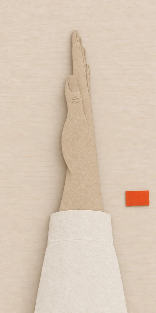 A hand halfway between palm-up and palm-down positions.