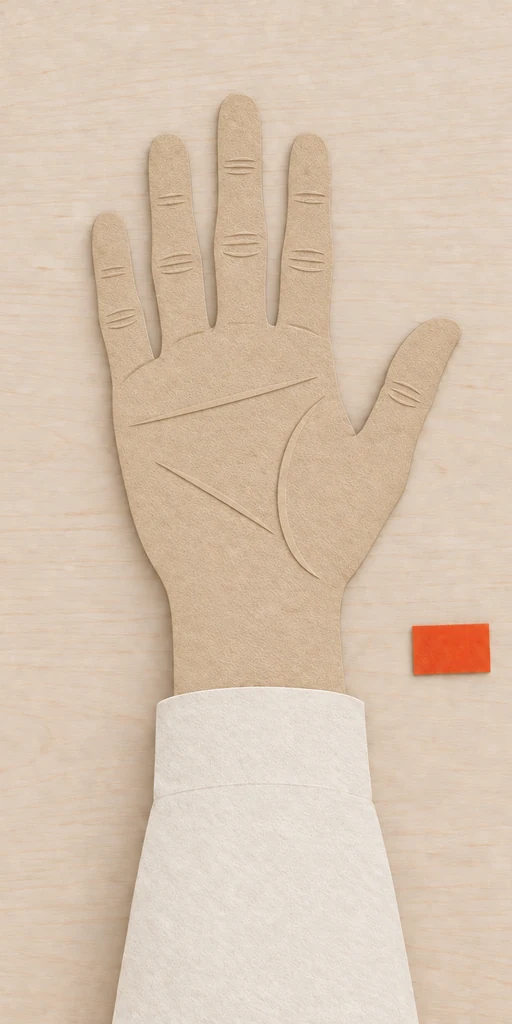A hand with the palm facing upward.