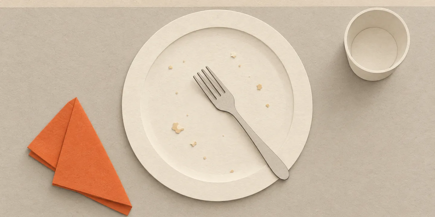 A table scene representing brain fog after eating.